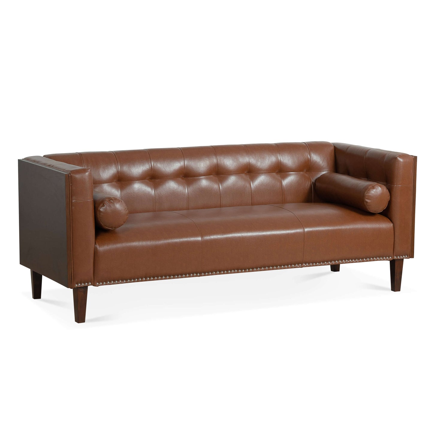 MCM Tufted Faux Leather Sofa 79"