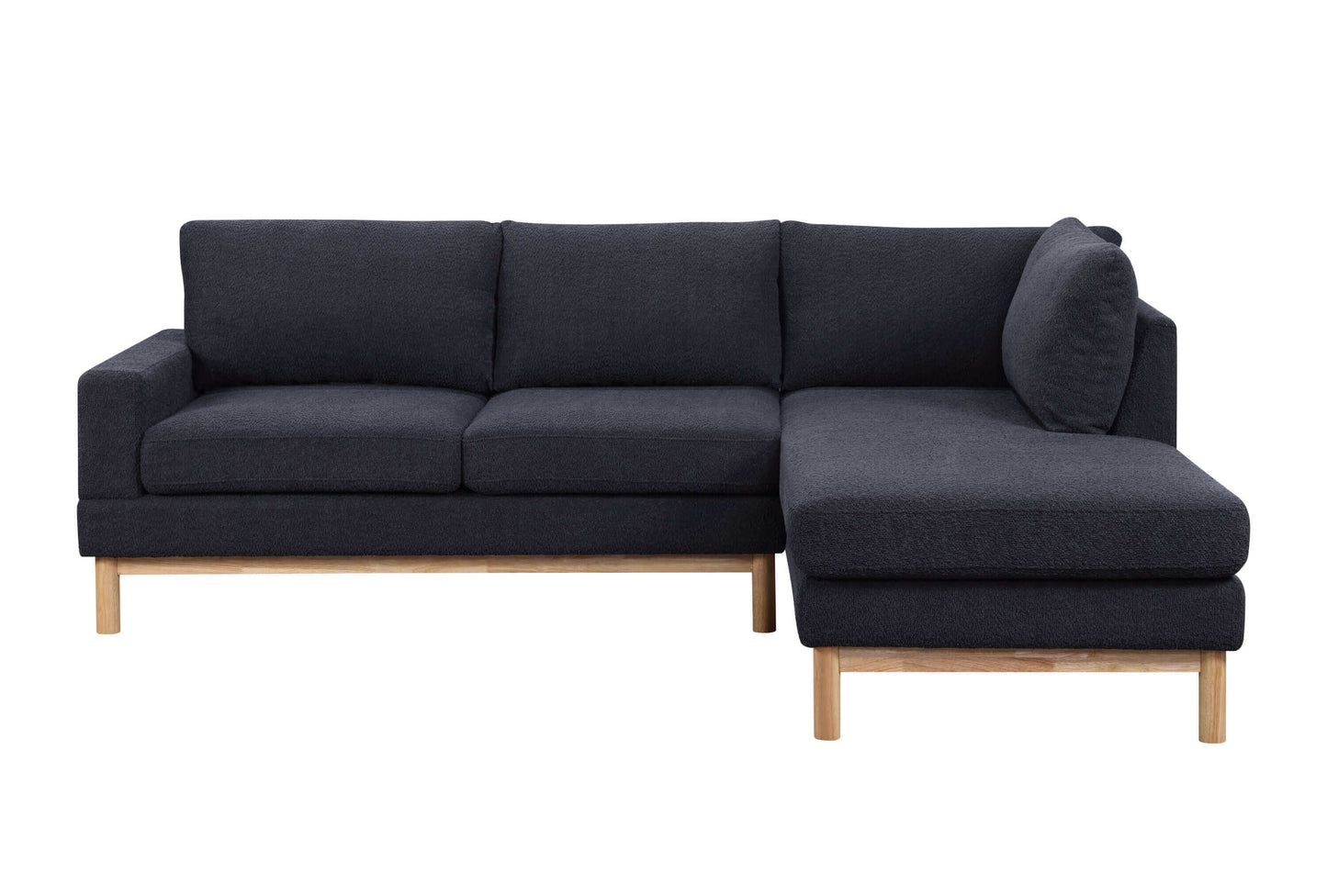 Anisa Black Sherpa Sectional Sofa with Right-Facing Chaise 93" - Revel Sofa 