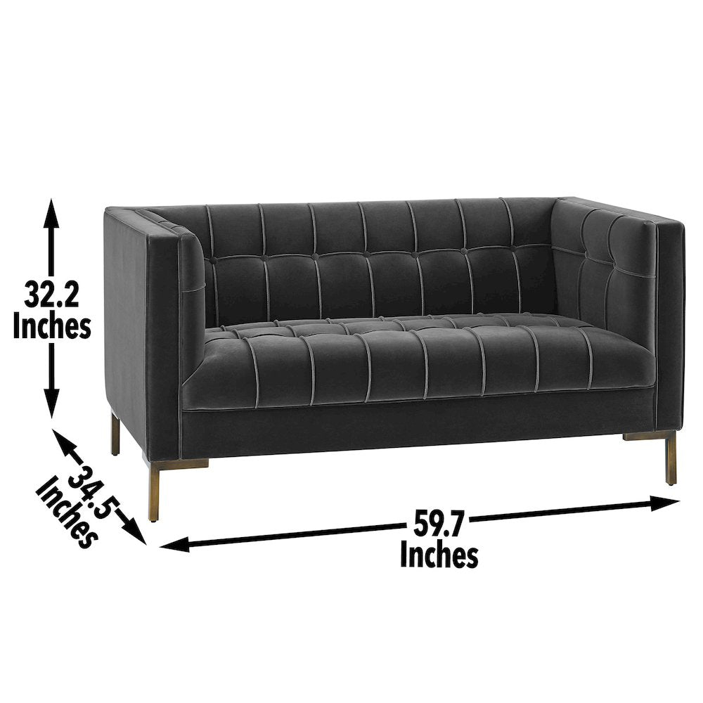 Isaac Stitch Tufted Velvet Loveseat 60" (2 Colors)