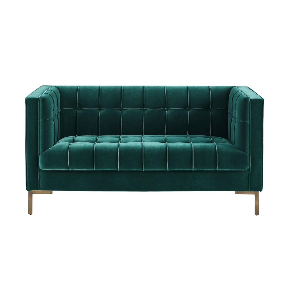 Isaac Stitch Tufted Velvet Loveseat 60" (2 Colors)