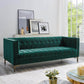 Isaac MCM Button Tufted Velvet Fabric Sofa (2 Colors)