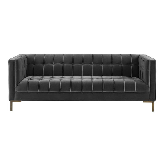 Isaac MCM Button Tufted Velvet Fabric Sofa (2 Colors)