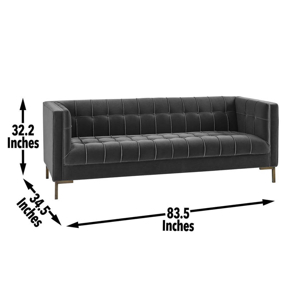 Isaac MCM Button Tufted Velvet Fabric Sofa (2 Colors)