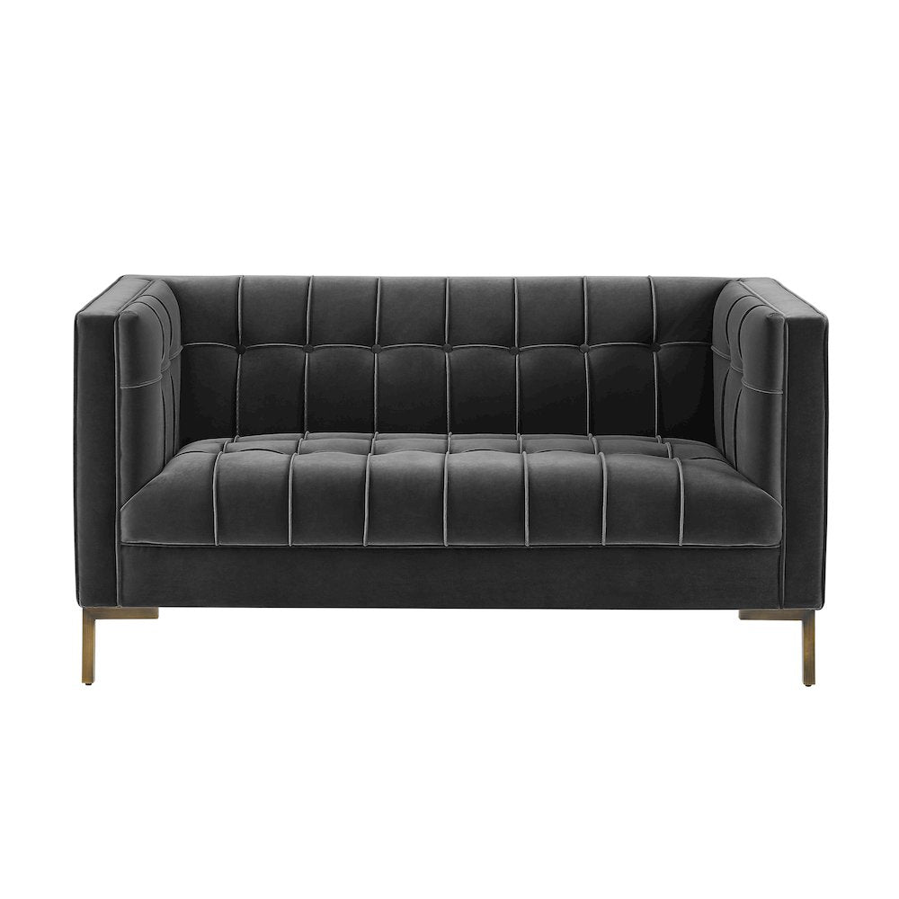 Isaac Stitch Tufted Velvet Loveseat 60" (2 Colors)