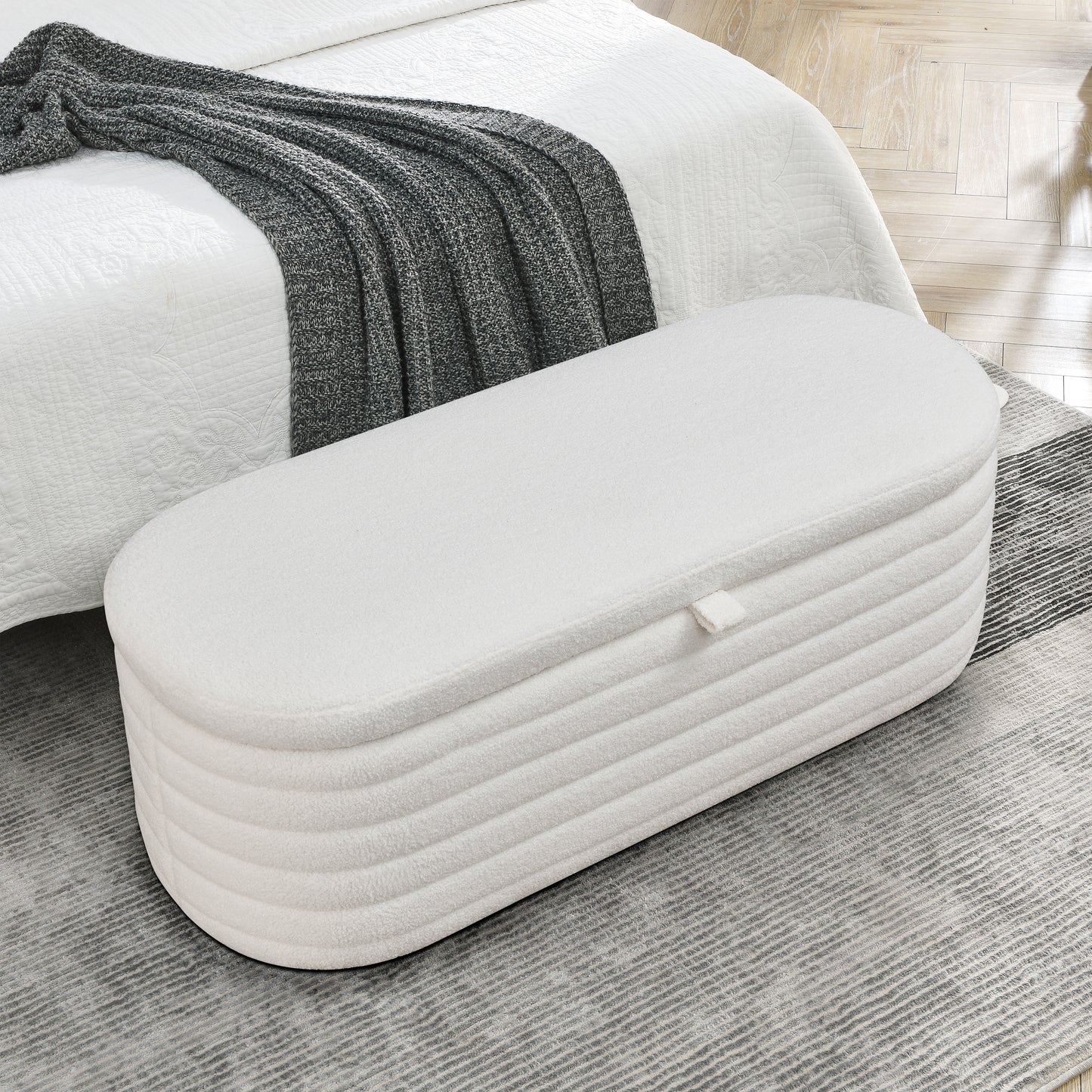 Modern Oval Ottoman Storage Bench 45.5" (6 Colors)