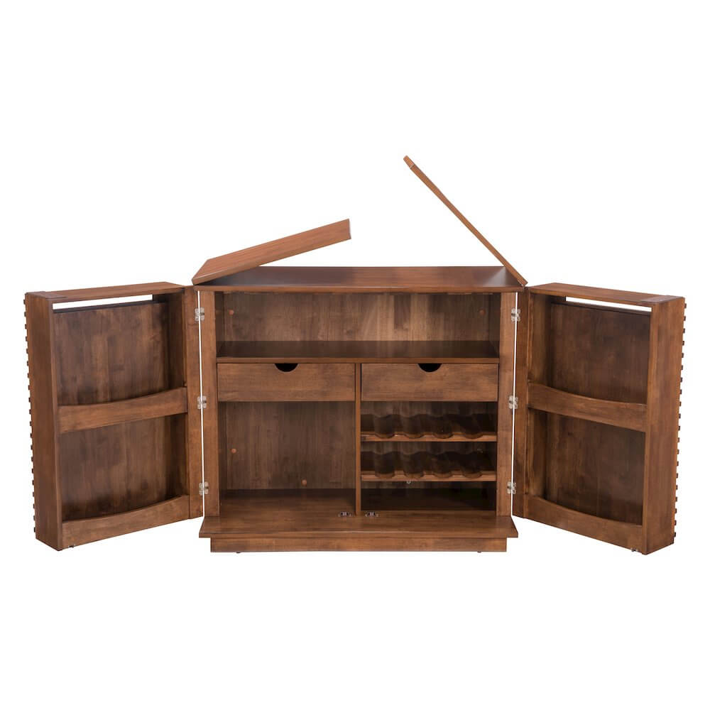 Linea Solid Wood Slatted Bar Wine Cabinet