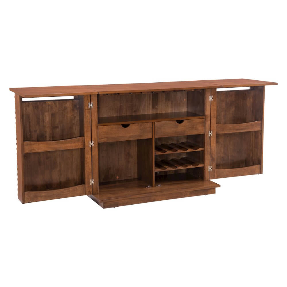 Linea Solid Wood Slatted Bar Wine Cabinet