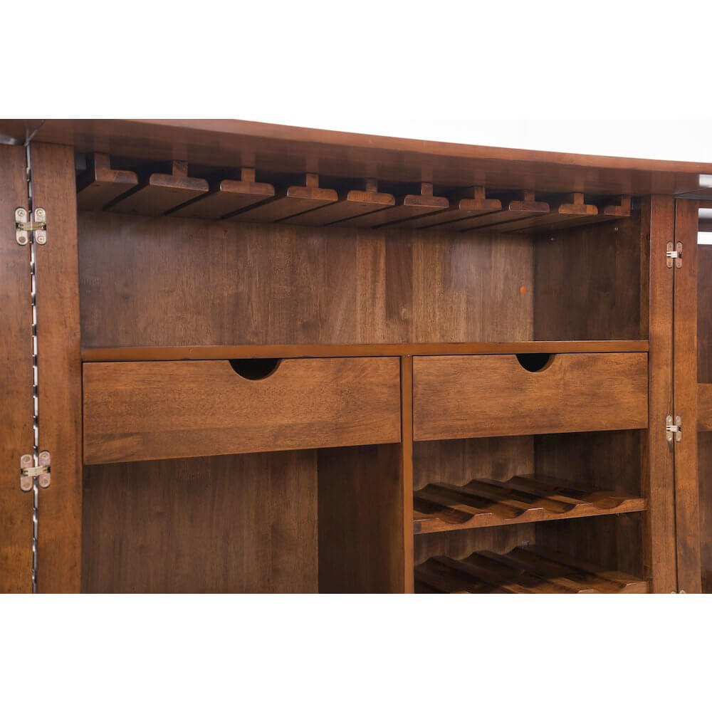 Linea Solid Wood Slatted Bar Wine Cabinet