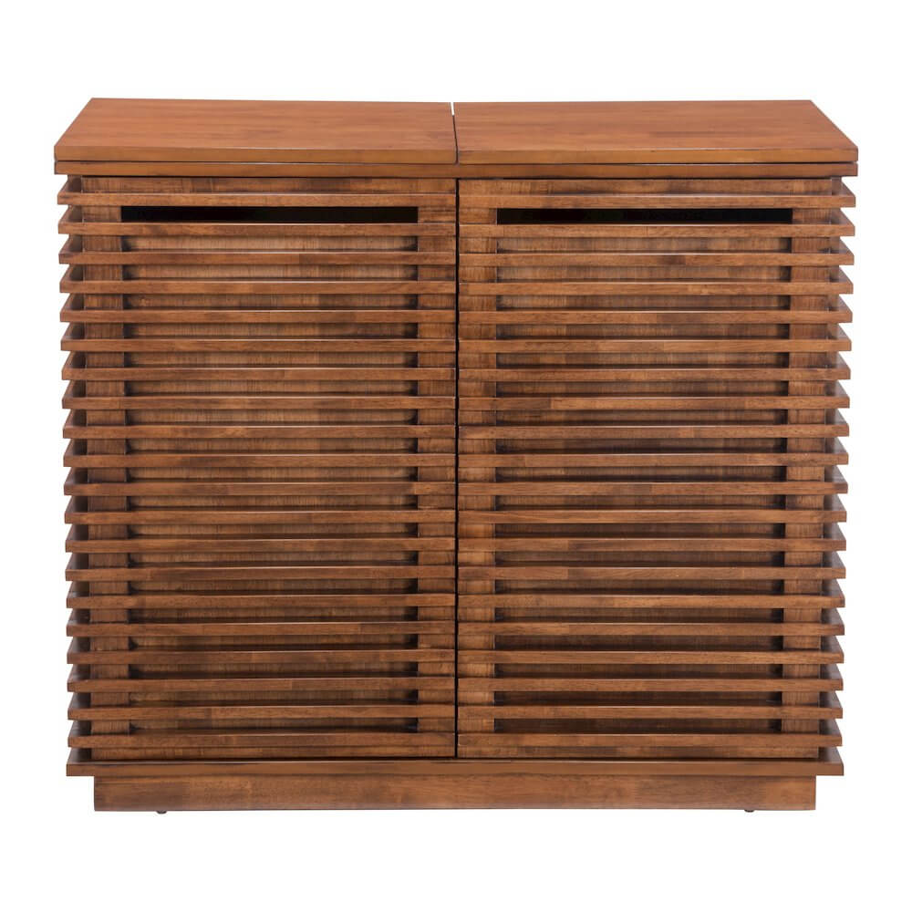 Linea Solid Wood Slatted Bar Wine Cabinet