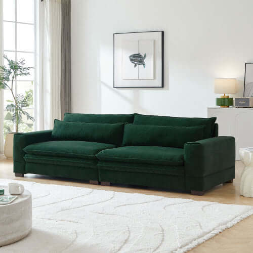 Modern Low Profile Fabric 4 Seater Sofa Couch 104" (4 Colors)