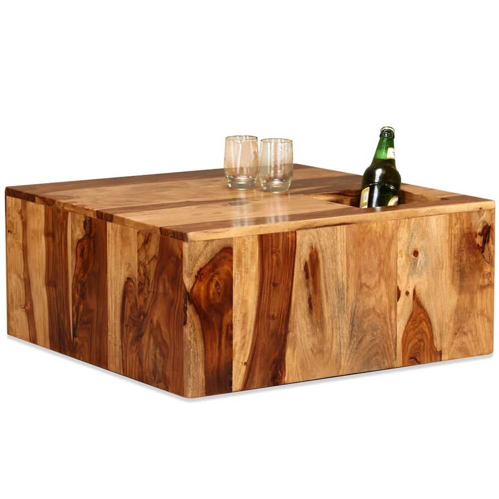 Solid Sheesham Wood Square Coffee Table 27.6"