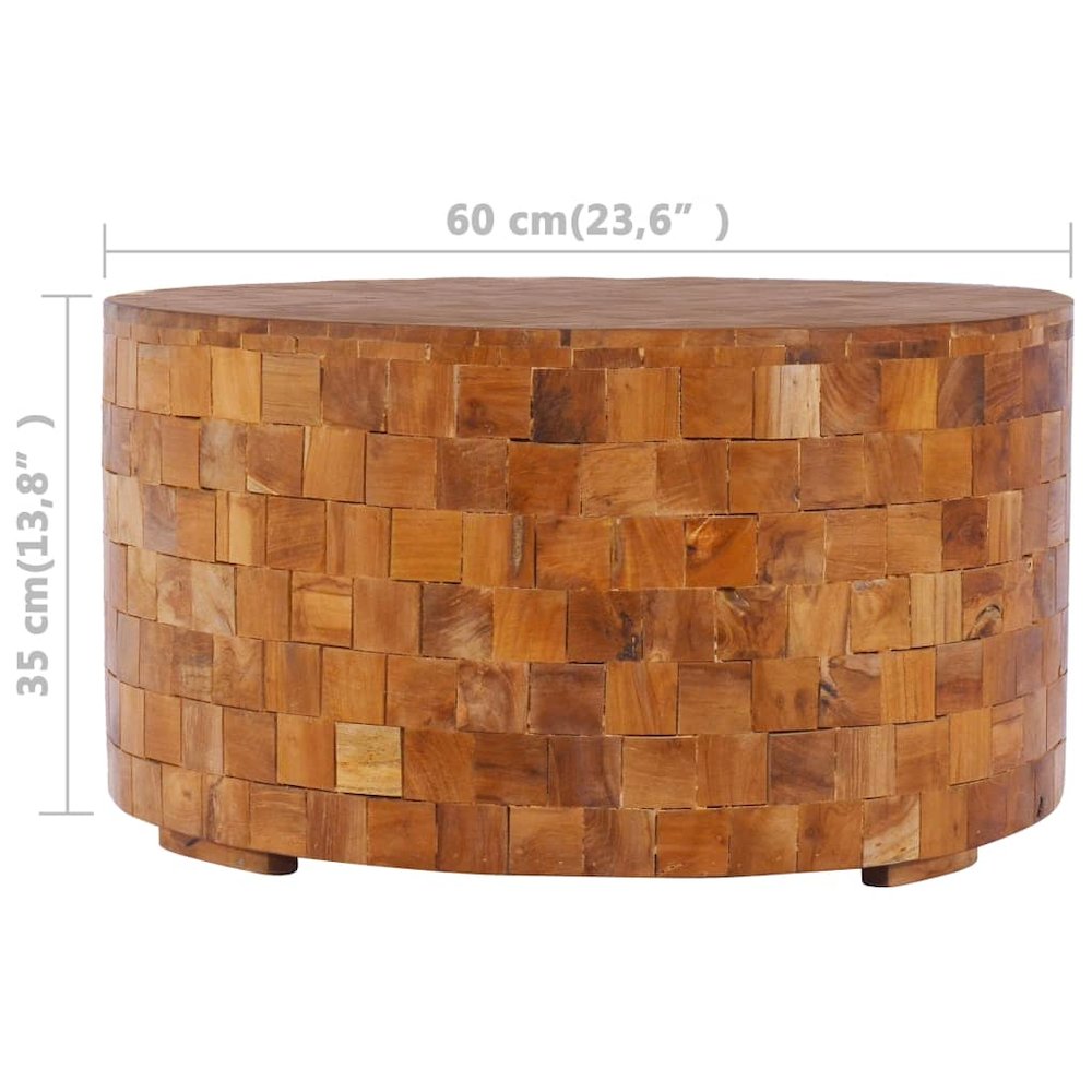 Round Solid Wood Coffee Table 23.6"