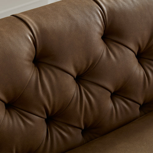 Elegant MCM Tufted Leather Sofa 90" (2 Colors)