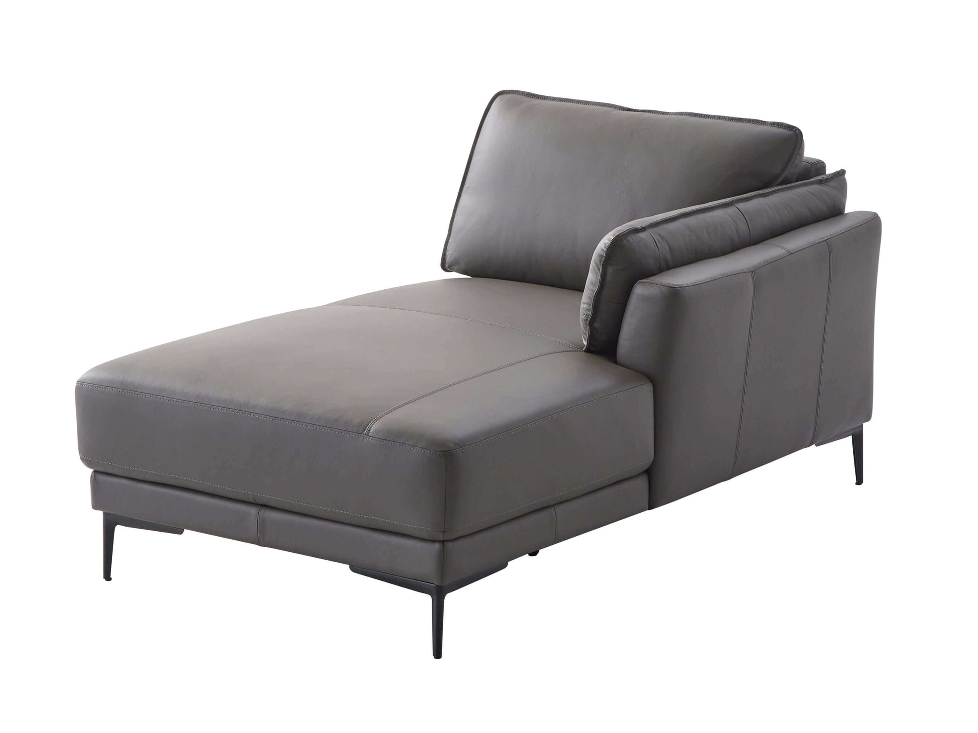 Meka Top Grain Gray Leather Sectional RF Chaise Sofa - Revel Sofa 