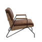 Eacnlz Accent Lounge Chair in Tufted Cocoa Leather & Matte Iron Finish Legs - Revel Sofa 