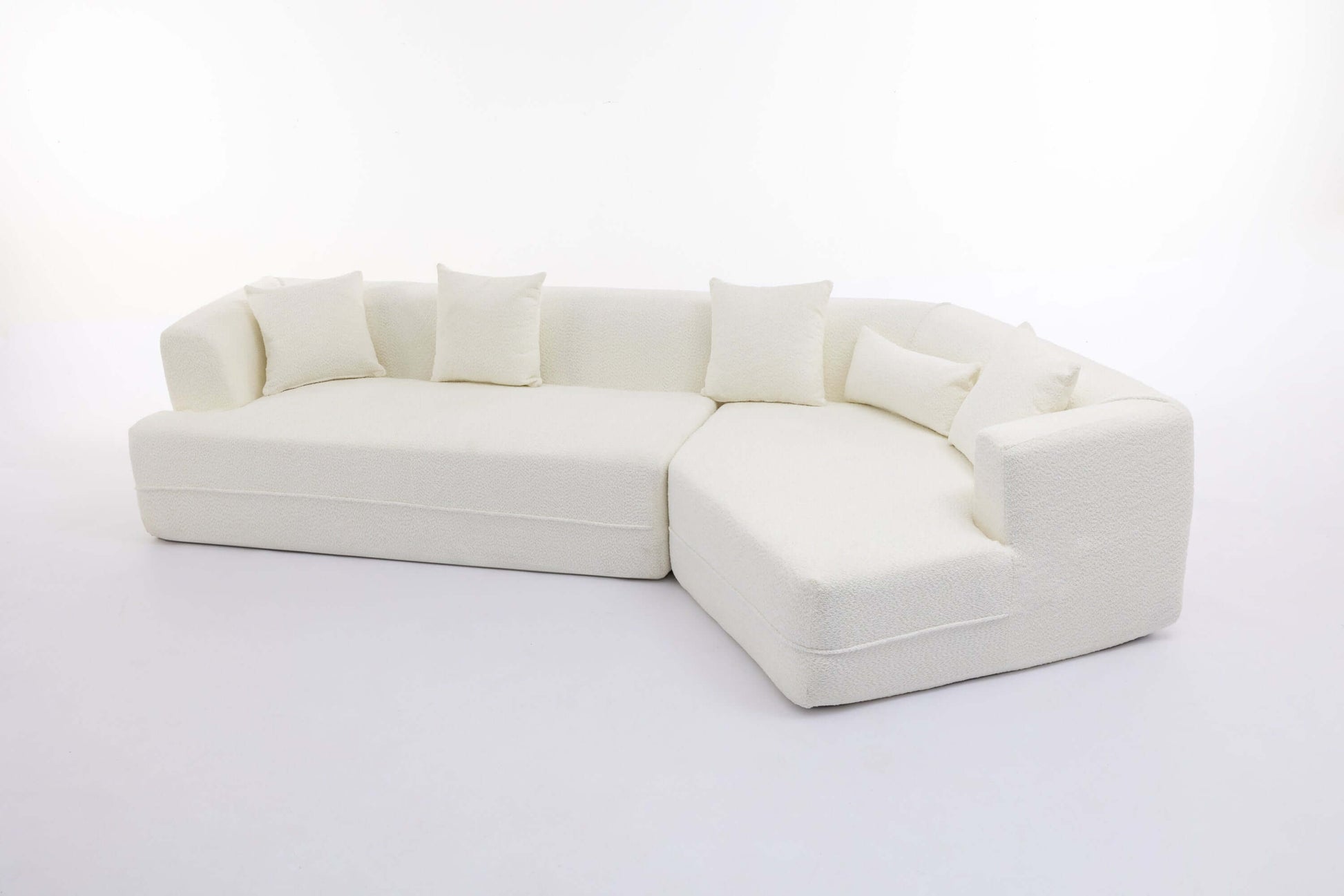 Modular Sectional Modern Minimalist Boucle Sofa, White or Beige 125" - Revel Sofa 