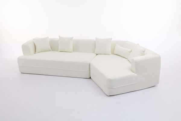 Modular Sectional Modern Minimalist Boucle Sofa, White or Beige 125 - Revel Sofa 