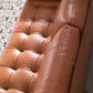 MCM Tufted Genuine Leather 3 Seat Sofa 88"