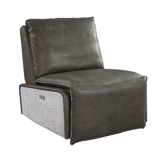 Metier Modern Industrial Power Recliner Lounge Chair, Gray Leather & Aluminum - Revel Sofa 