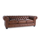 Classic Chesterfield Tufted Leather Nailhead Sofa 95" (5 Colors)