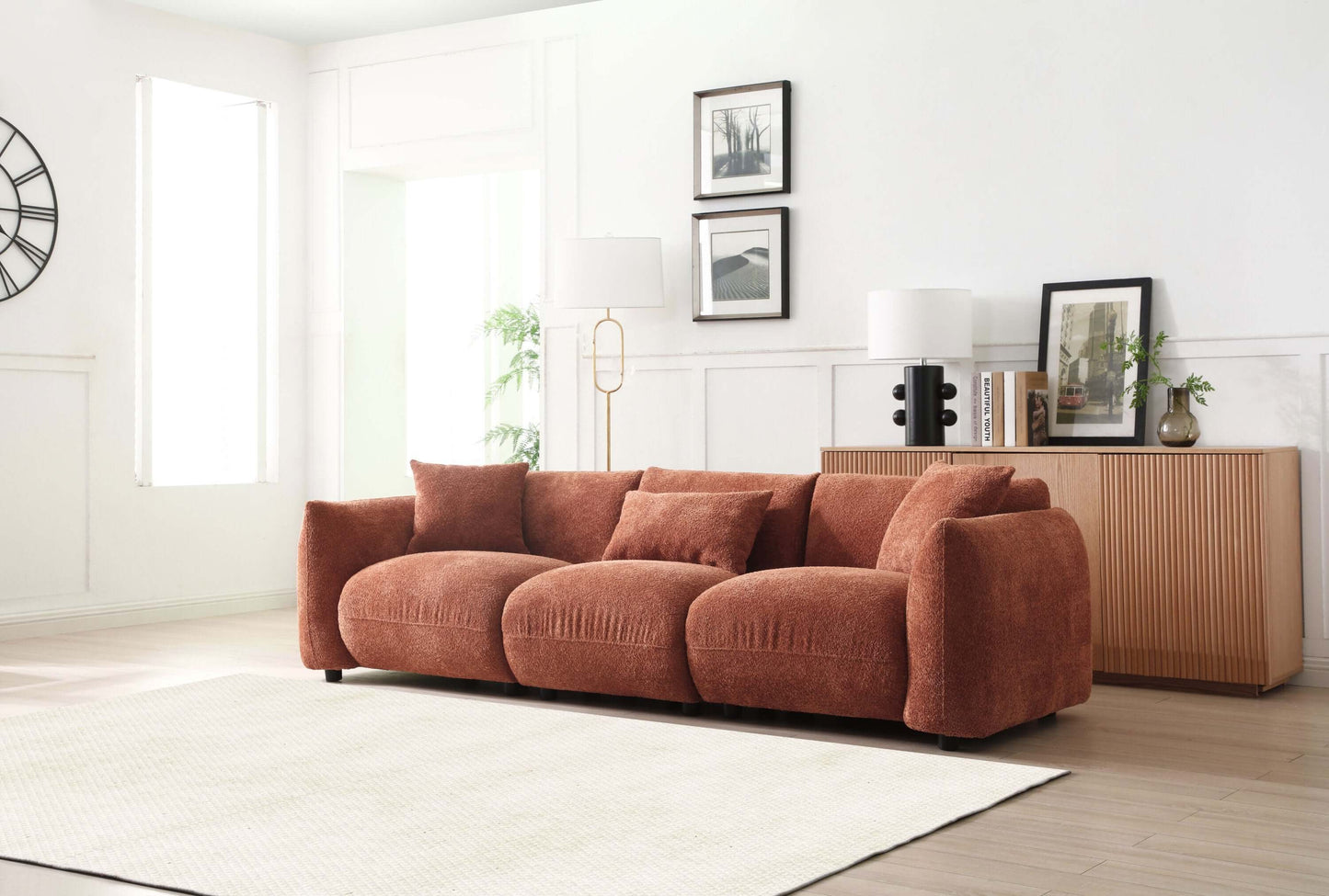 Modern Deep Seated Plush Cushion Sofa 102" (2 Colors)