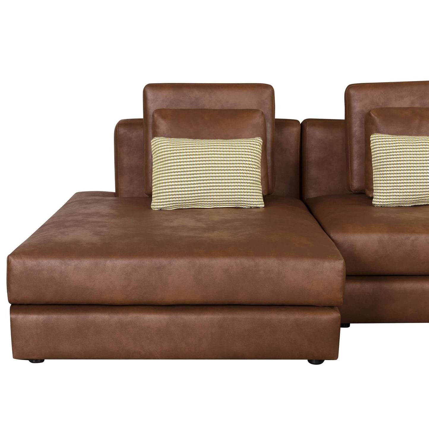 Modular Corner Sectional Sofa with Movable Ottoman in Brown or Black (113")