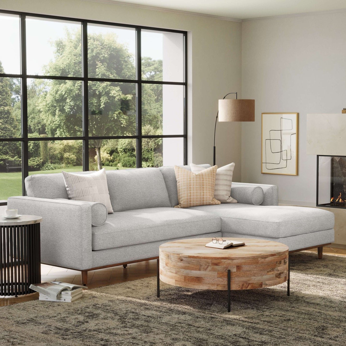 Morrison MCM Right Facing Chaise Sectional Sofa, Mist Gray 102" - Revel Sofa 