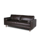 MCM Tufted Genuine Leather 3 Seat Sofa 88"