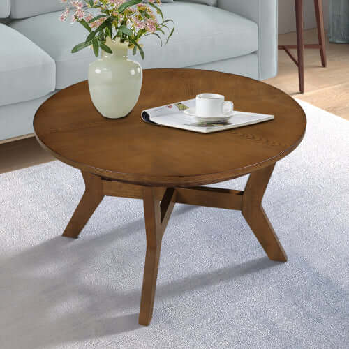 Wood Round Coffee Accent Table (32")