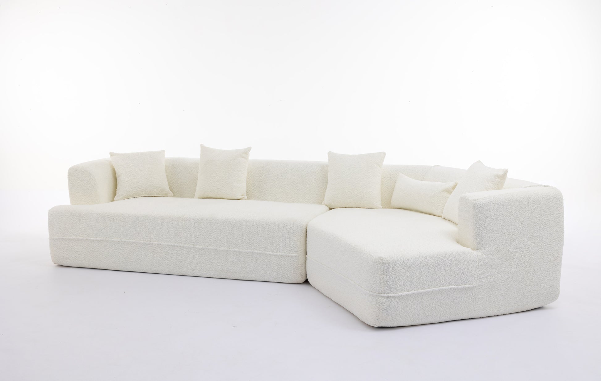 Modular Sectional Modern Minimalist Boucle Sofa, White or Beige 125" - Revel Sofa 