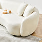 Modern Curved Sofa Upholstered White Teddy Fabric 101"