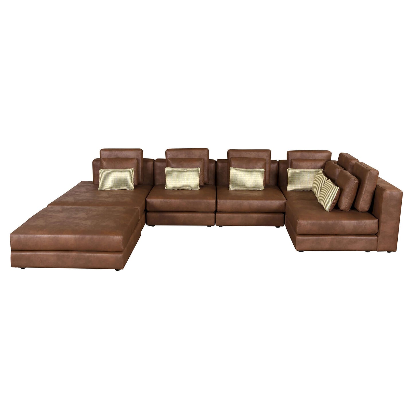 Modular Corner Sectional Sofa with Movable Ottoman in Brown or Black (113")