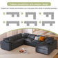 Modern Low Profile Modular U-Shaped Sectional Sofa with Ottoman in Gray or Beige 129" - Revel Sofa 