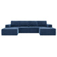 Modular U Shape Dual Chaise Chenille Fabric Sectional Sofa 110" in blue color, versatile and stylish for any living space.