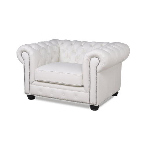 Classic Chesterfield Tufted Leather Nailhead Chair