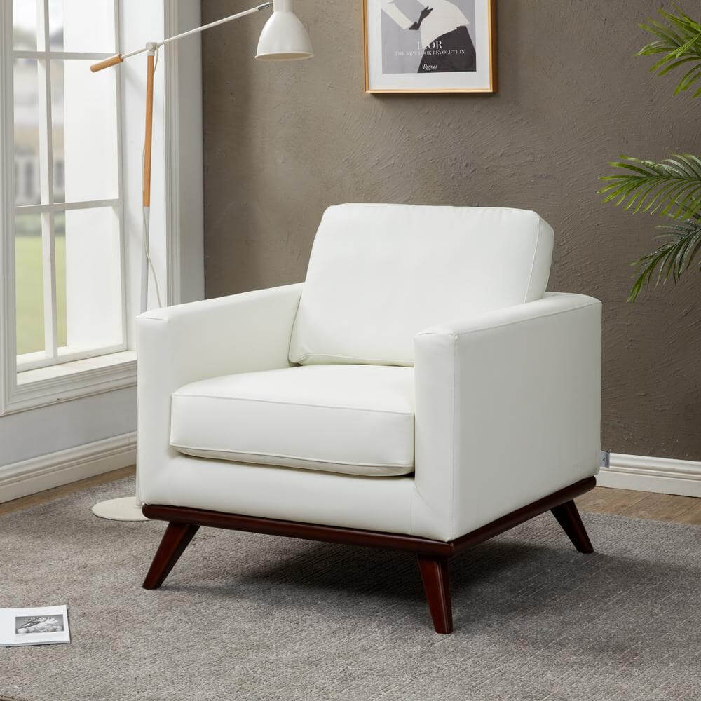 Chester MCM Accent Chair Faux Leather & Birch Wood Base (5 Colors)