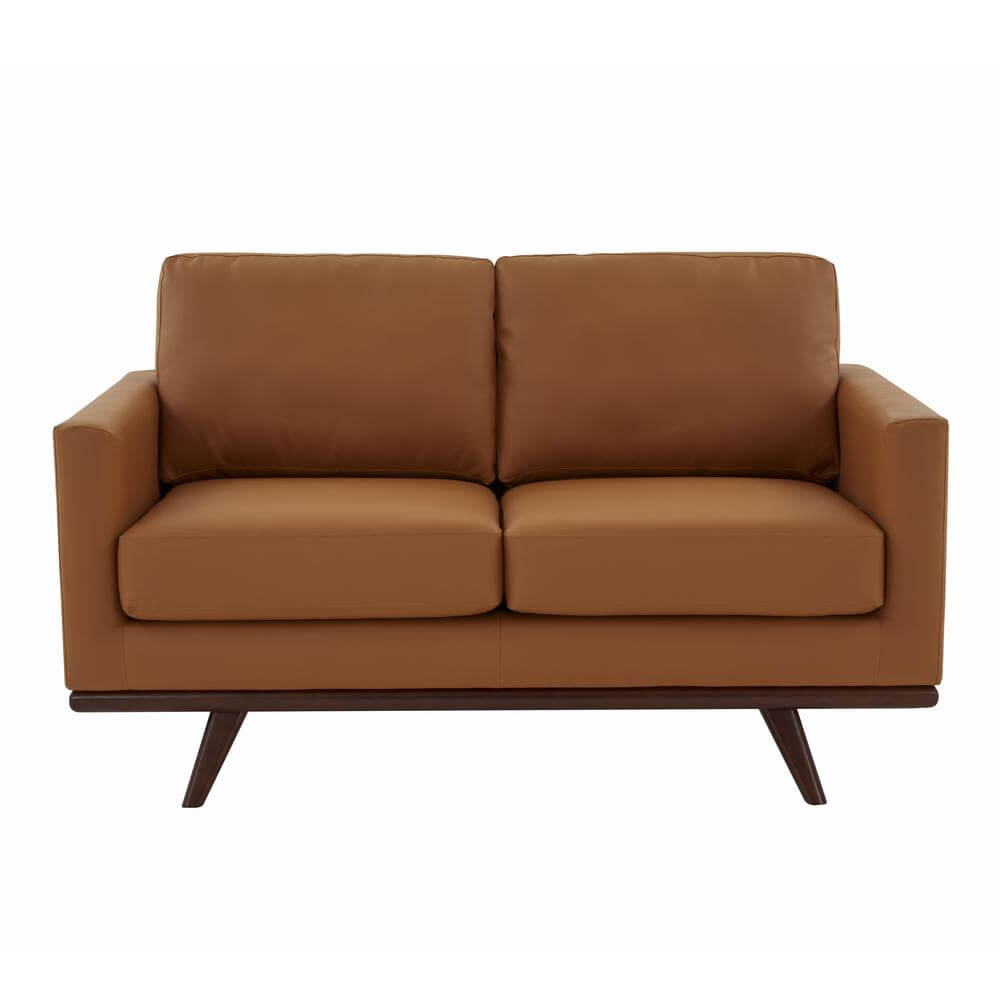 Chester MCM Loveseat Sofa Faux Leather & Birch Wood Base 58" (5 Colors)