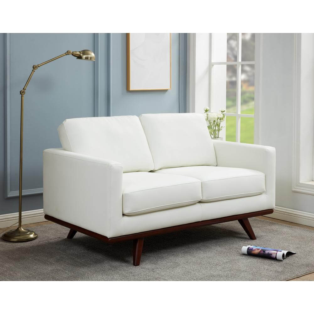 Chester MCM Faux Leather Loveseat Sofa 58" (5 Colors)