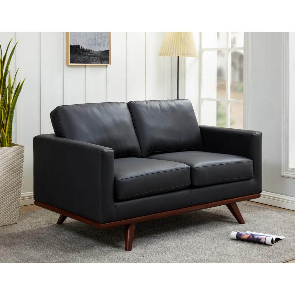 Chester MCM Faux Leather Loveseat Sofa 58" (5 Colors)