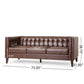 Mirod MCM Tufted Faux Leather 3 Seat Sofa 76"