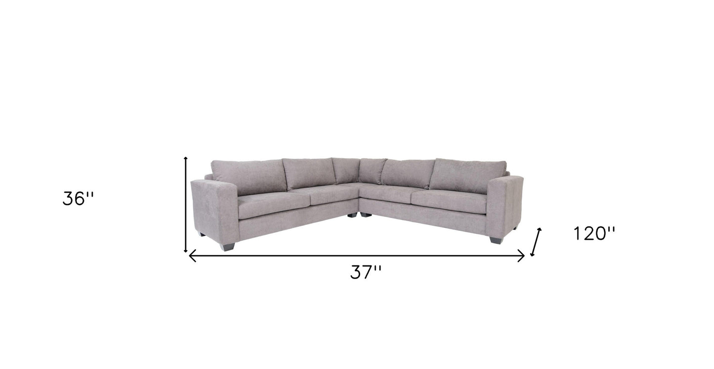 Modern Gray Fabric Sectional Corner Sofa 120"