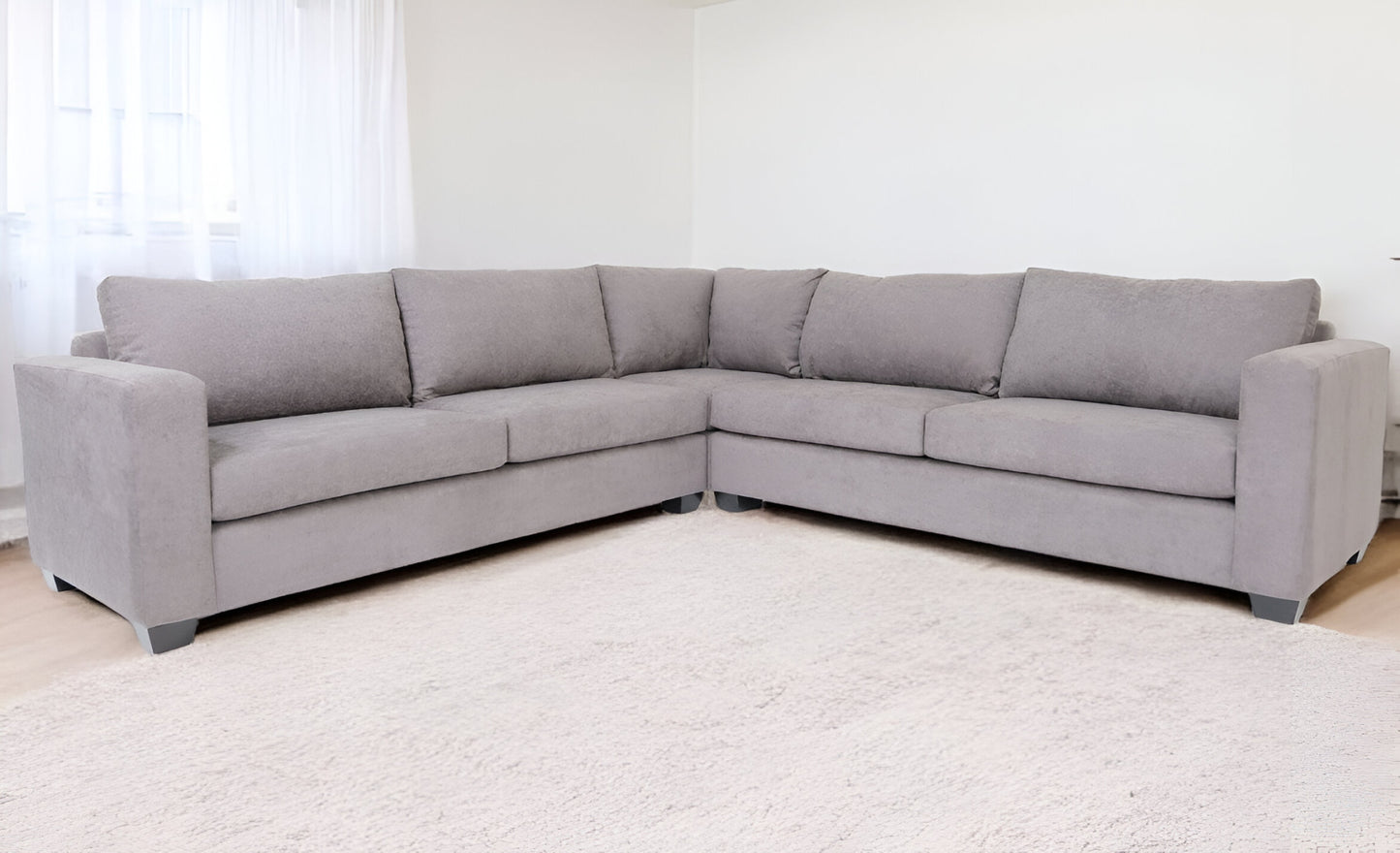 Modern Gray Fabric Sectional Corner Sofa 120"