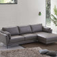 Meka Top Grain Gray Leather Sectional RF Chaise Sofa - Revel Sofa 