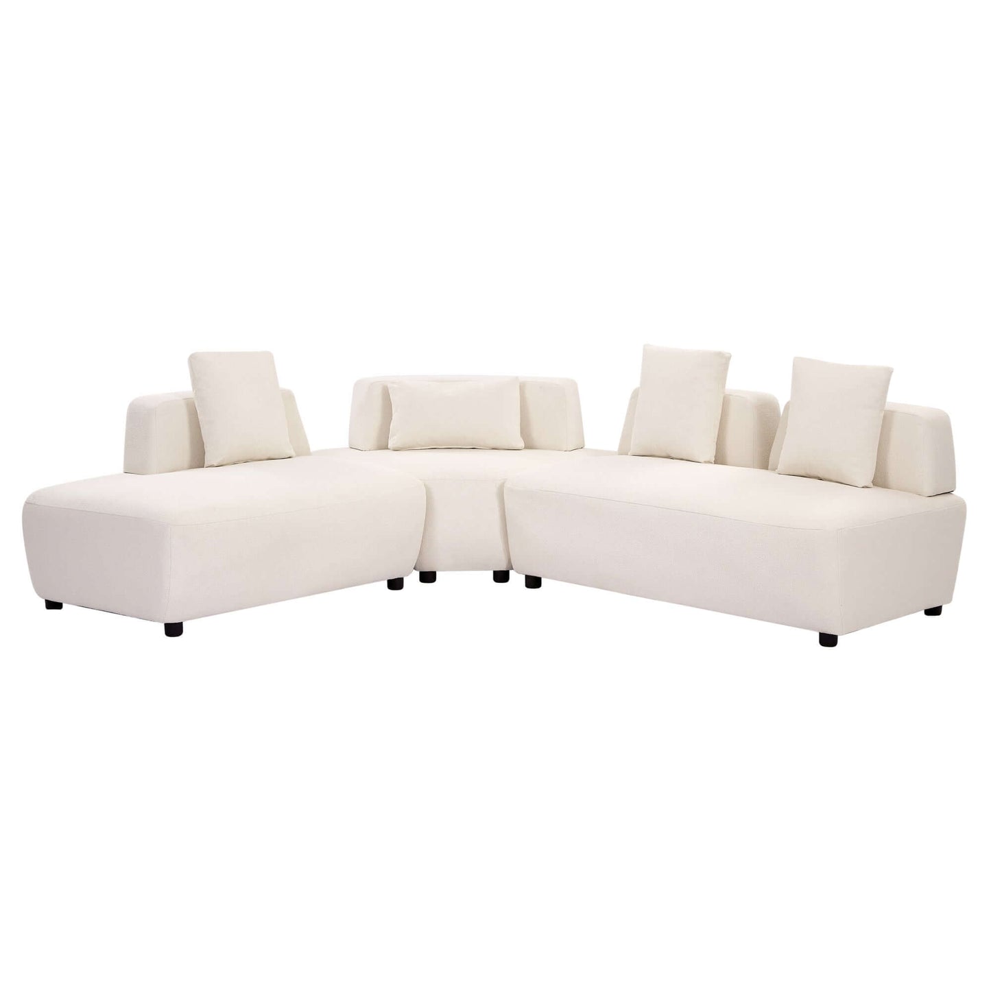 Modern Modular 3-piece Sectional Boucle Sofa in Beige or Gray