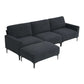 MCM Velvet Sectional Sofa with Ottoman in Gray or Black 104"