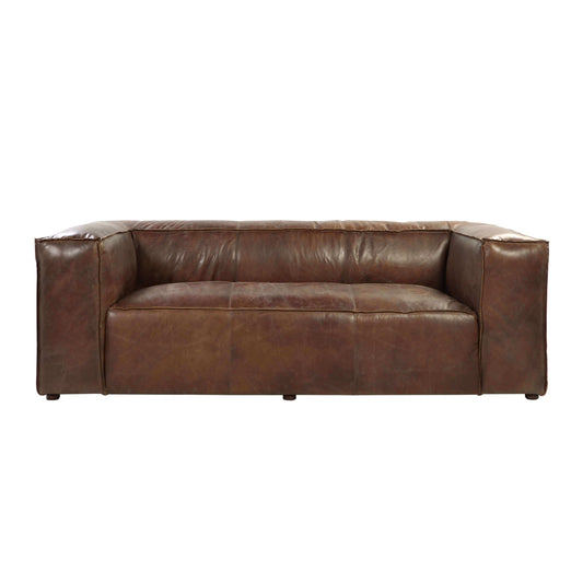 Classic Brancaster Sofa in Retro Brown Top Grain Leather 98" - Revel Sofa 