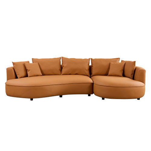 Modern Curved Faux Leather Chaise Sofa Sectional 128" (3 Colors)