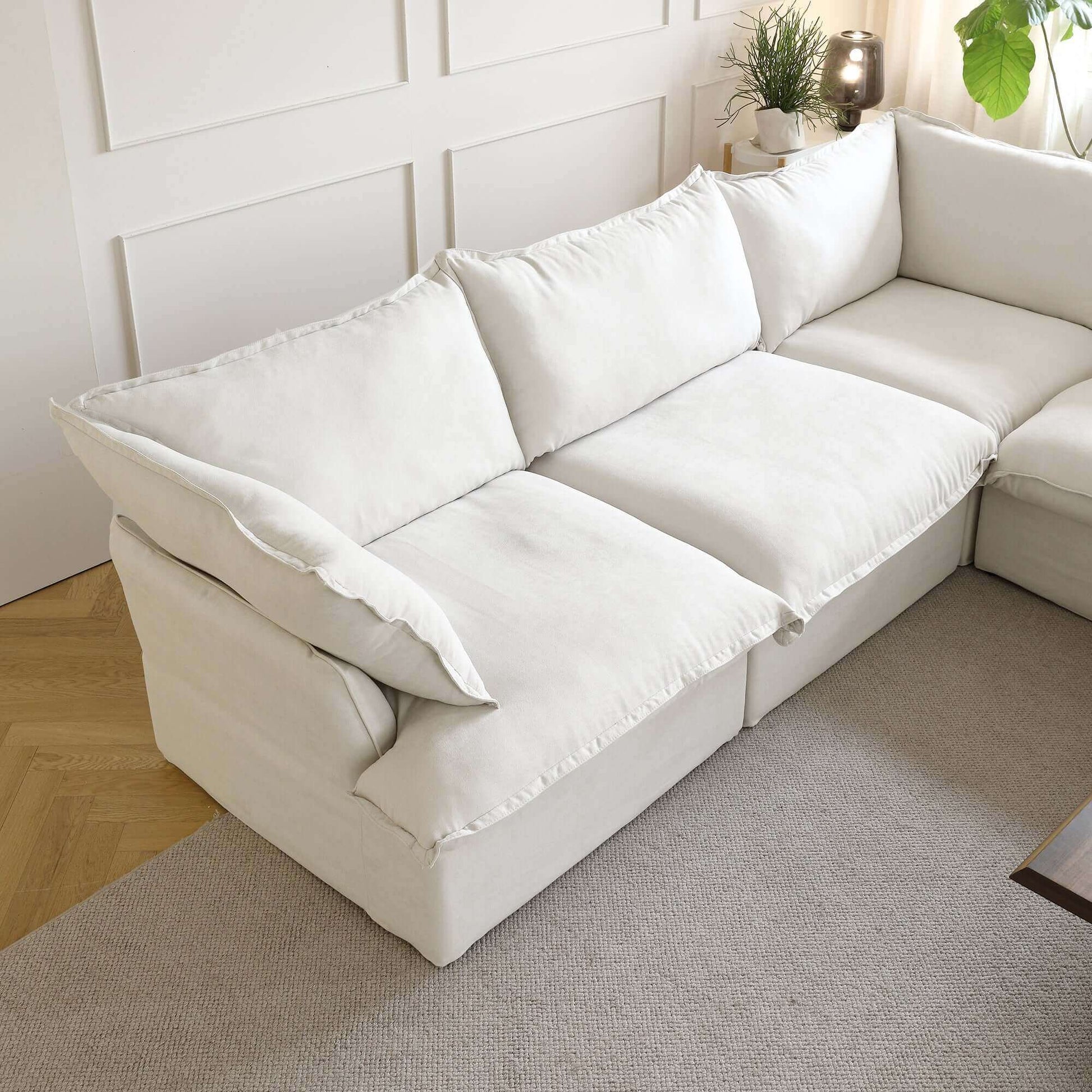 Modular Cloud Comfort Sectional Sofa in Beige or White - Sections Sold Individually - Revel Sofa 