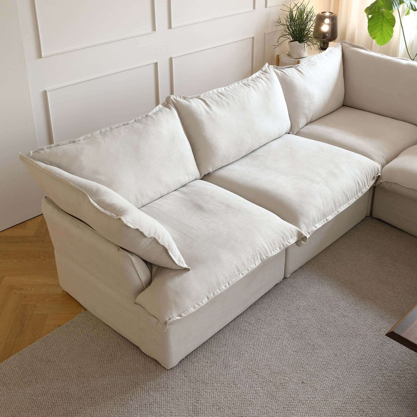 Modular Cloud Comfort Sectional Sofa in Beige or White - Sections Sold Individually - Revel Sofa 