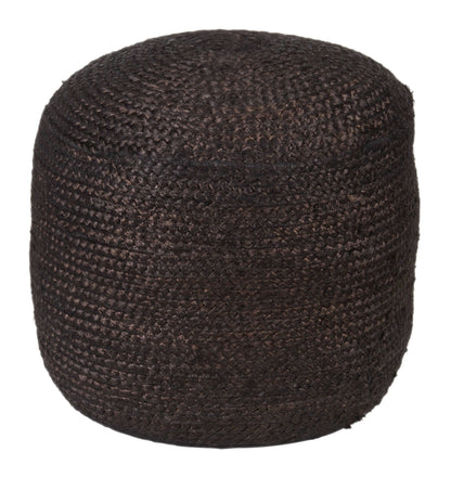 Lillian Boho Chic Round Wicker Ottoman, Black or Natural Colors 18" - Revel Sofa 